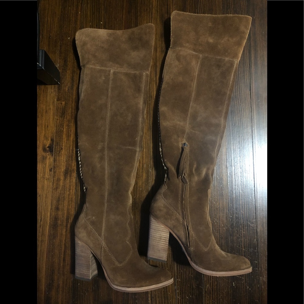 Dolce Vita suede over the knee brown heeled boots - Picture 5 of 12